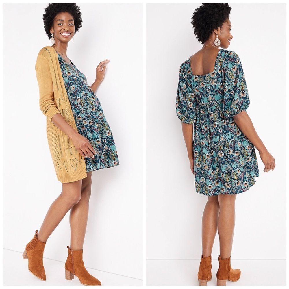 Maurices Floral Blue Teal Dress